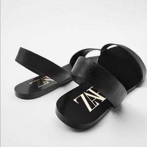 Zara Shoes - Zara black flat leather sandals Zara Shoes - Zara black flat leather sandals